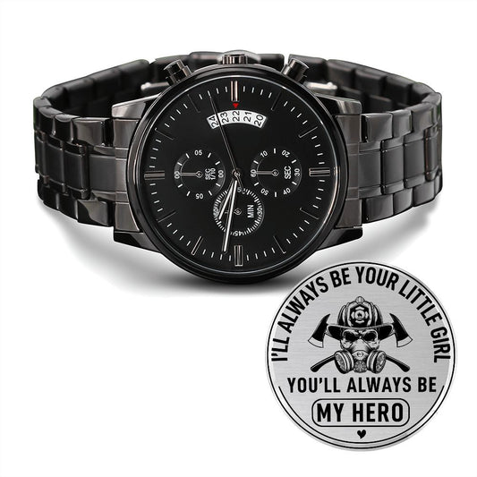 Firefighter Hero From Daughter Engraved Chronograph Watch
