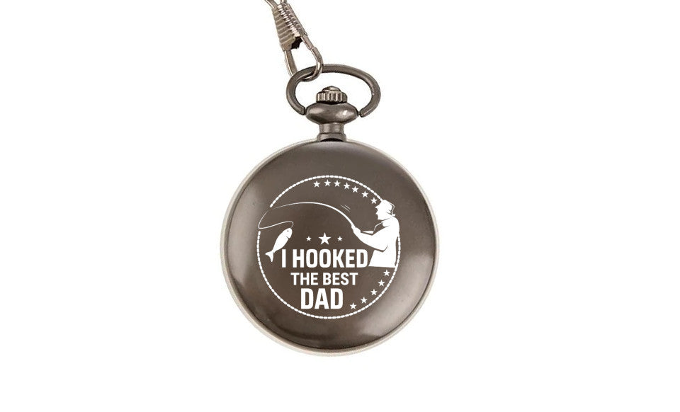 I Hooked The Best Dad Engraved Pocket Watch