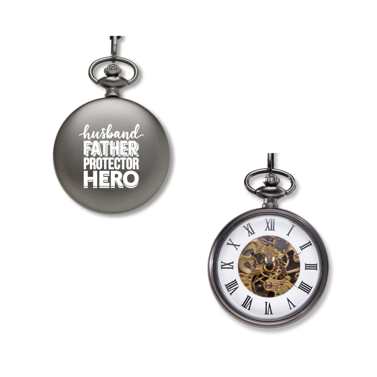 Husband, Father, Protector, Hero Engraved Pocket Watch