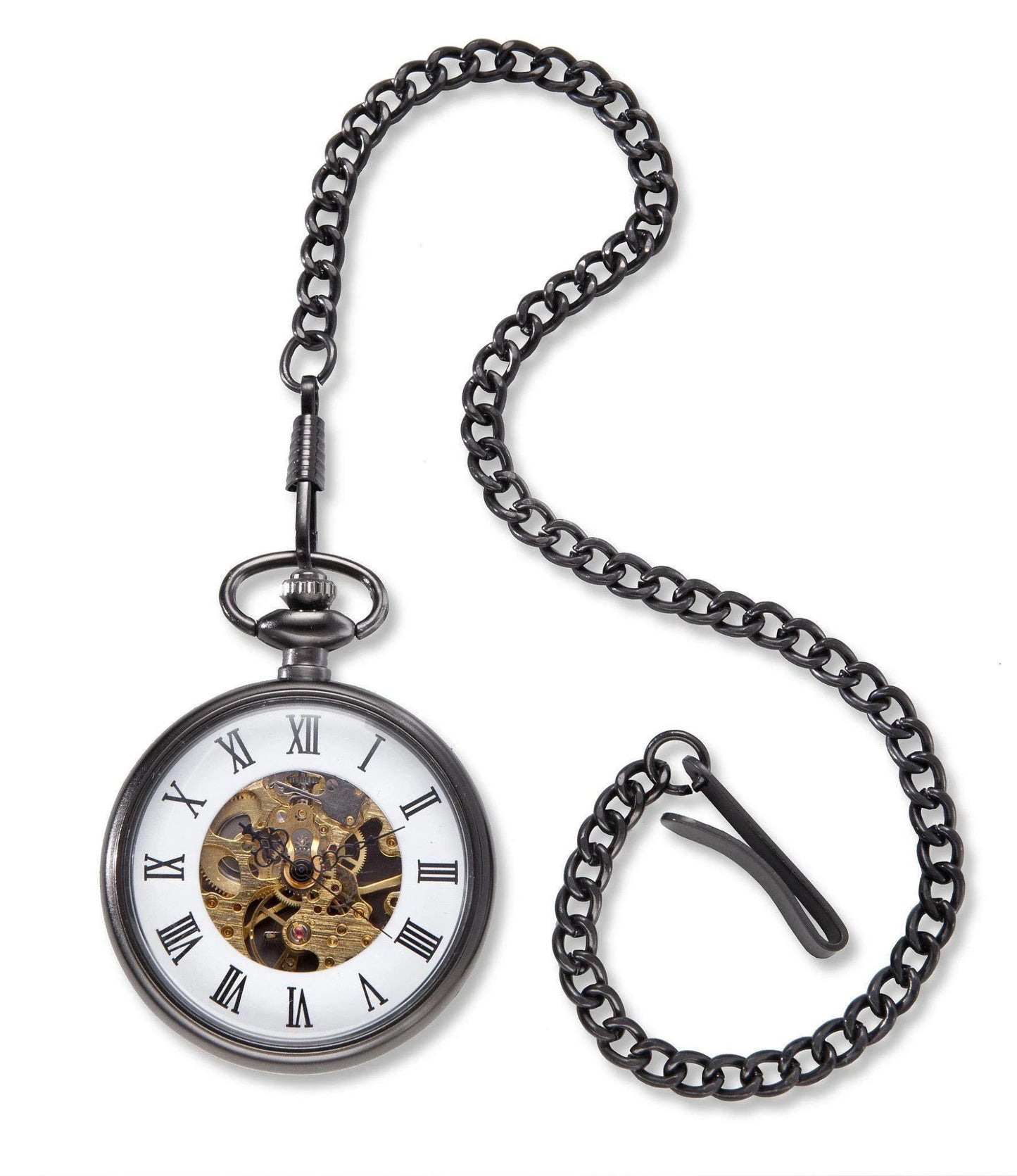 Personalized Open Face Pocket Watch - Crest Initial and Name