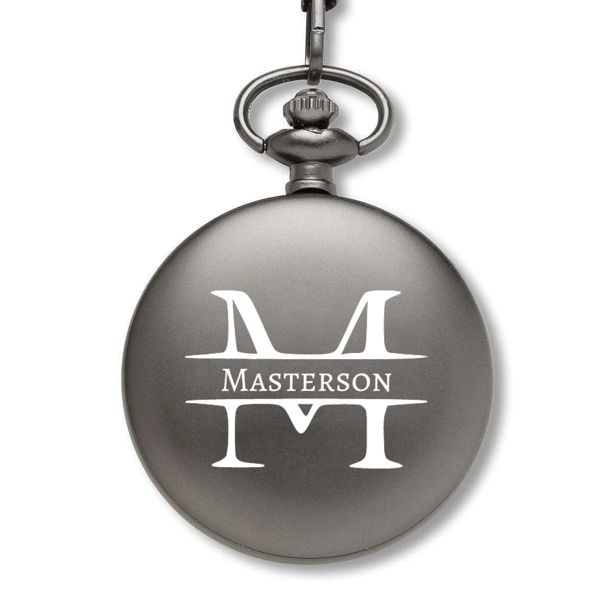 Personalized Open Face Pocket Watch - Split Initial with Name