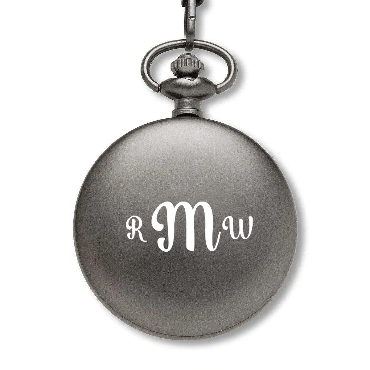Personalized Open Face Pocket Watch - Monogram Initials