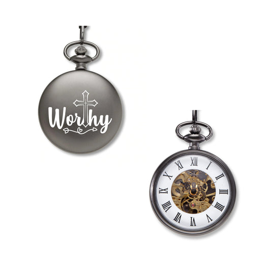 Worthy Engraved Open Face Pocket Watch
