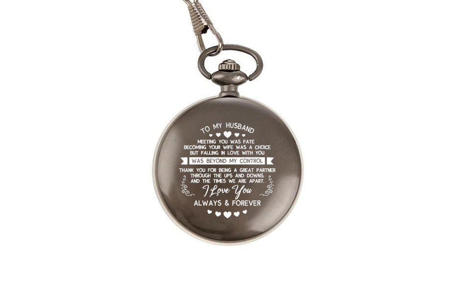 To My Husband Open Face Pocket Watch