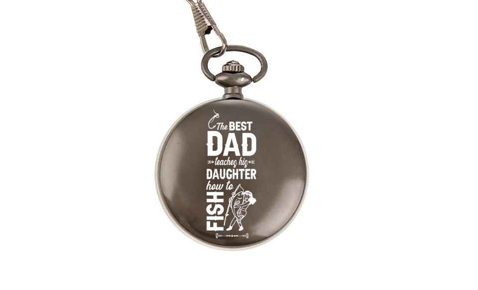 Dad Daughter Fishing Pocket Watch